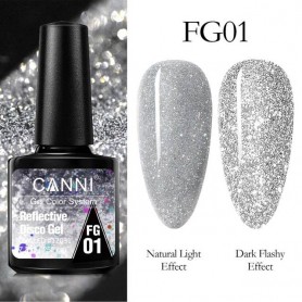 CANNI Reflective Disco Gel Gaismu atstarojoša gēla laka 7.3ml FG01