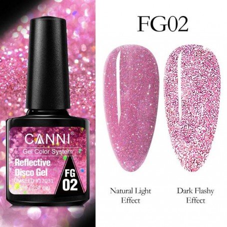 CANNI Reflective Disco Gel Gaismu atstarojoša gēla laka 7.3ml FG02