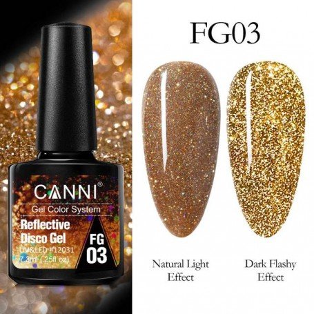 CANNI Reflective Disco Gel Gaismu atstarojoša gēla laka 7.3ml FG03