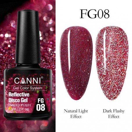 CANNI šviesą atspindintis gelinis lakas REFLECTIVE DISCO GEL 7.3ml FG08