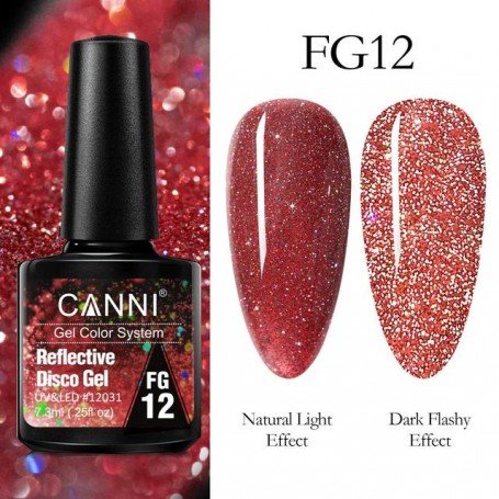 CANNI Reflective Disco Gel Gaismu atstarojoša gēla laka 7.3ml FG12