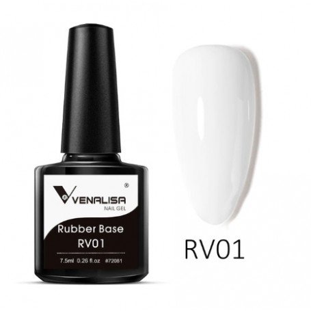 VENALISA RV01 kamuflāžas gumijas gēla lakas bāze dzidra balta, 7.5ml