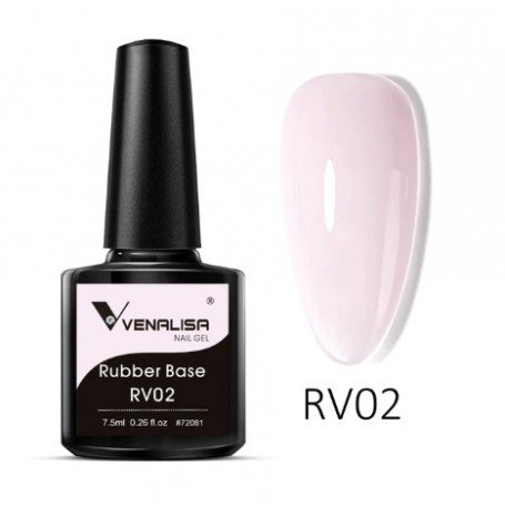 VENALISA RV02 kamuflāžas gumijas gēla lakas bāze caurspīdīga GAIŠI ROZĀ, 7.5ml