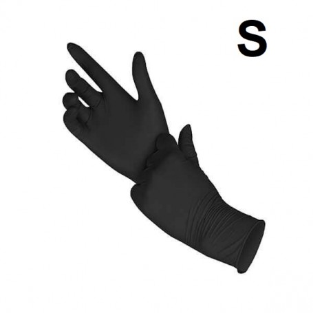 Nitrile disposable gloves, black, S, 100pcs.
