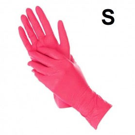 Одноразовые нитриловые перчатки, розовые, S, 100 шт.