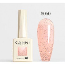 CANNI gelinis nagų lakas 8050 skaidrus su blizgučiais 9ml