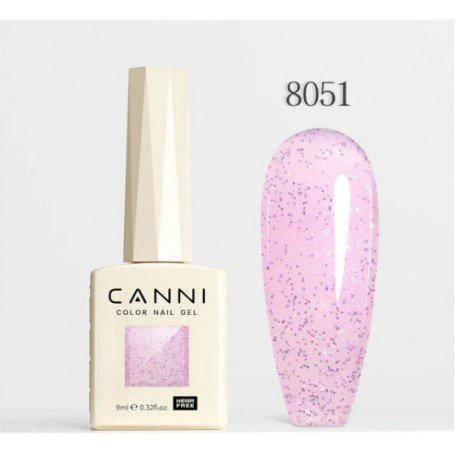 CANNI gelinis nagų lakas 8051 skaidrus su blizgučiais 9ml