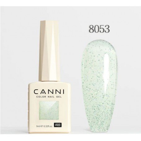 CANNI gelinis nagų lakas 8053 skaidrus su blizgučiais 9ml