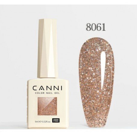 CANNI gelinis nagų lakas 8061 su blizgučiais 9ml