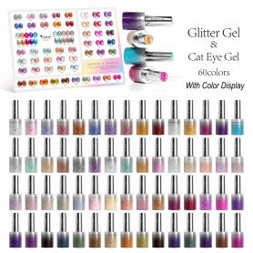 Glitter & Cat Eye Gel 60 Colors Set Longer delivery time up to 10 business days